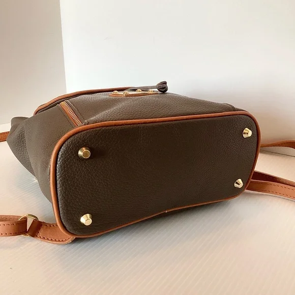 Valentina Drawstring Convertible Backpack in Taupe Brown Leather #4408 NWT $248 - Picture 5 of 6